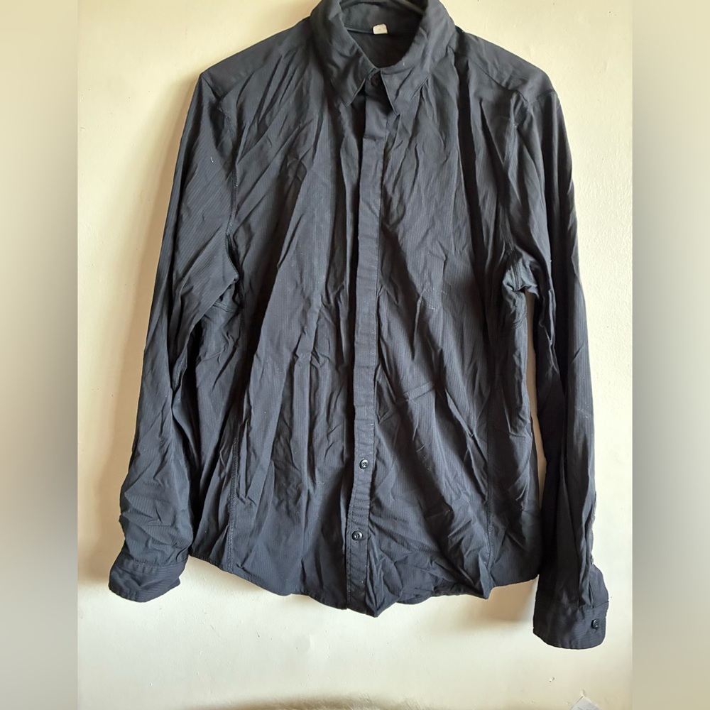 Lululemon Vintage Black Pinstripe Stretch Dress Shirt